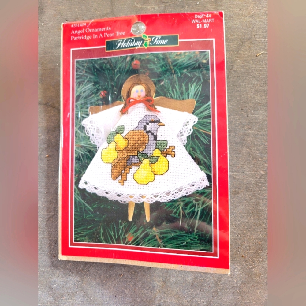Holiday Time Cross Stitch Angel Ornament Kit Partridge in Pear Tree New Vintage